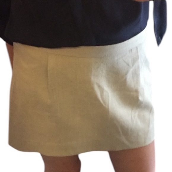 Vintage Beige Linen Mini Skirt - Picture 6 of 14
